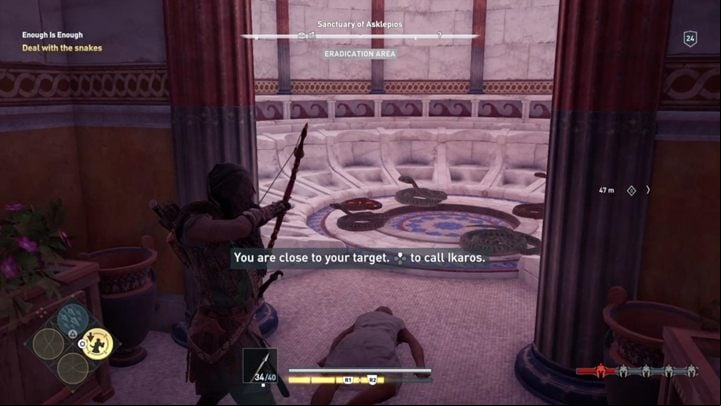 This task is simple - you have to go inside the temple and kill a few snakes - AC Odyssey: A Prescription for Discovery - Main Storyline - Assassins Creed Odyssey Guide
