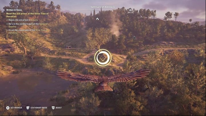 In this quest, you must follow the priest and listen to his stories - AC Odyssey: A Prescription for Discovery - Main Storyline - Assassins Creed Odyssey Guide