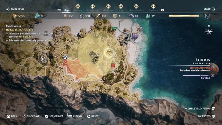Go to a hill not far away, summon the eagle and locate a few plants - AC Odyssey: Lokris, Side Quests - Side Quests - Assassins Creed Odyssey Guide