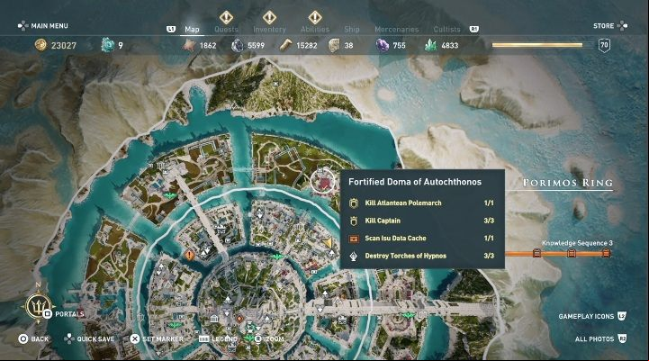Go back to the top of the map - you will reach Fortified Doma of Autochtonos - AC Odyssey Fate of Atlantis: Rightfully Yours - Episode 3 - Judgement of Atlantis - Assassins Creed Odyssey Guide