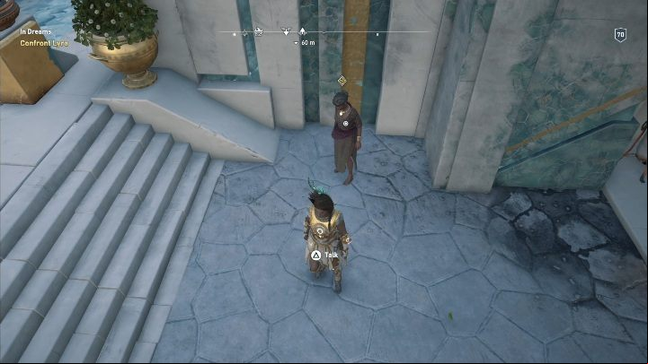The woman has hid on the other side of the building - AC Odyssey Fate of Atlantis: In Dreams - Episode 3 - Judgement of Atlantis - Assassins Creed Odyssey Guide