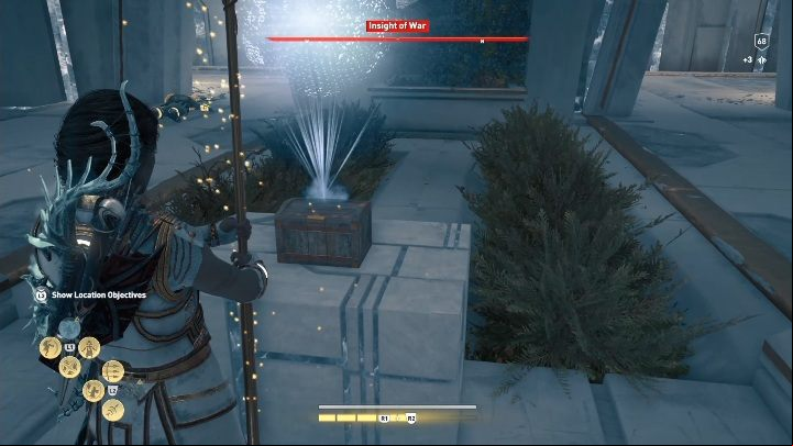 A chest with knowledge points is in the middle of the room - AC Odyssey Fate of Atlantis: Insight of War, Perception of Hermes - Perception of Hermes - Assassins Creed Odyssey Guide