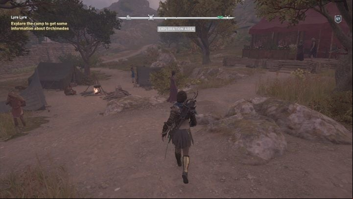 Your mission is to ask the people in the encampment about Orchimedes - A Poets Legacy - Side Quests in Assassins Creed Odyssey - Free DLC Side Quests - Assassins Creed Odyssey Guide