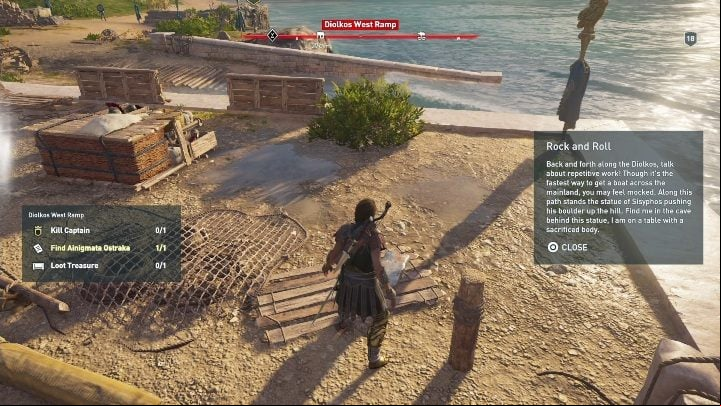 Location of Ainigmata Ostraka: Dilkos West Ramp - AC Odyssey: Ainigmata Ostraka in Korinthia - Ainigmata Ostraka - Assassins Creed Odyssey Guide