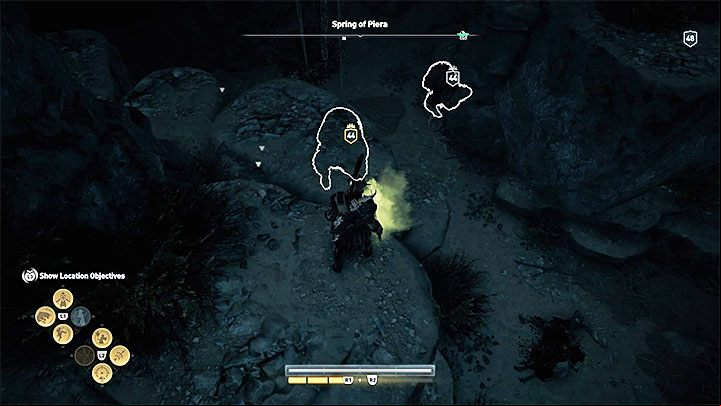 After entering the cave, jump into the water - AC Odyssey: Ainigmata Ostraka on Elis - Ainigmata Ostraka - Assassins Creed Odyssey Guide