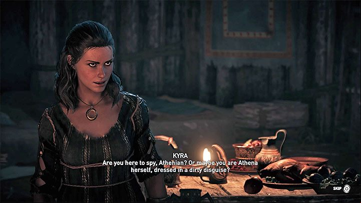 Barnabas will give you clues regarding the rebel hideout - AC Odyssey: Kyra - Romance - Romances - Assassins Creed Odyssey Guide