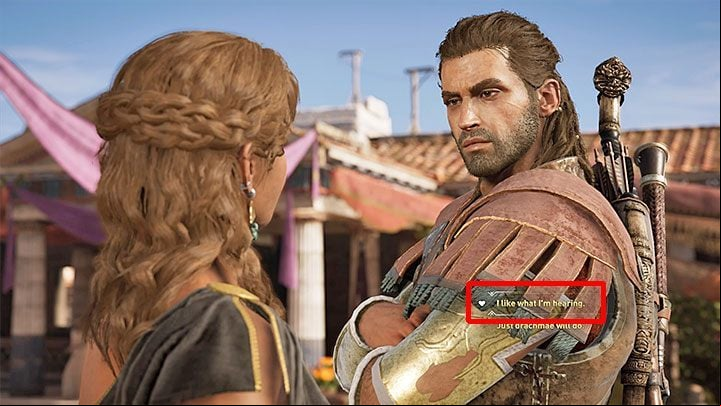Escort Diona on the way to the city - AC Odyssey: Diona - Romance - Romances - Assassins Creed Odyssey Guide