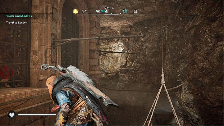 Climb onto the platform and start jumping towards the nearby bars - Assassins Creed Valhalla: Lunden - Londinium Assassin Bureau - Hidden Ones Bureau - Assassins Creed Valhalla Guide and Walkthrough