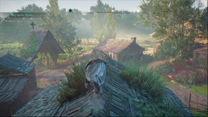 End: The paper will fall onto the roof of a wooden house, located northeast of the main gate - AC Valhalla Siege of Paris: Flying Paper, Evresin - secrets, locations - Evresin - Assassins Creed Valhalla Guide and Walkthrough