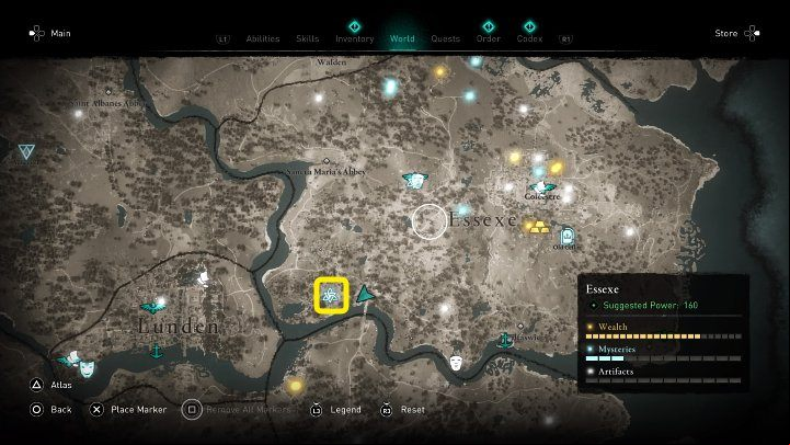 In the place marked on the image above, you will meet a boar charmer who claims that his sow is able to search the ground for real treasures - Assassins Creed Valhalla: The Boar with the Golden Nose - Essexe - Assassins Creed Valhalla Guide and Walkthrough