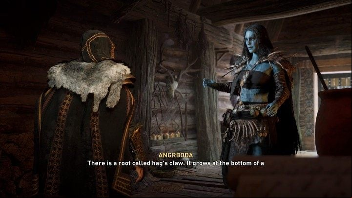 Angrboda is willing to reveal more information about the mysterious Jotun mead, but there is a price to it - Assassins Creed Valhalla: Mistress of the Iron Wood - Jotunheim - Assassins Creed Valhalla Guide and Walkthrough