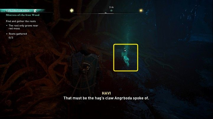Go deep into the underground cave and jump between further obstacles and the roots of Yggdrasil - Assassins Creed Valhalla: Mistress of the Iron Wood - Jotunheim - Assassins Creed Valhalla Guide and Walkthrough