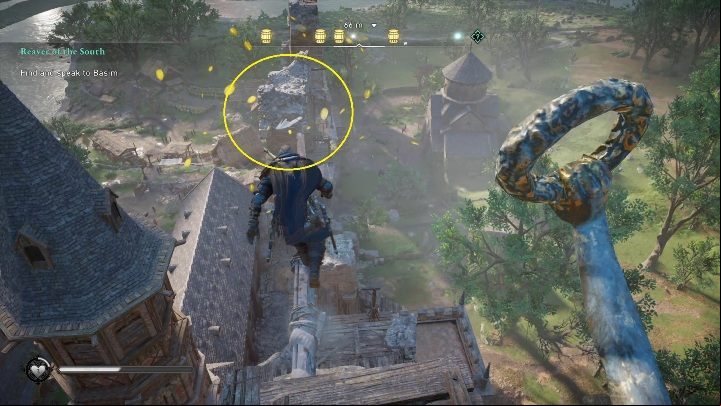 End: The paper will stop right next to the statue, at the end of the roof - Assassins Creed Valhalla: Flying Paper - Suthsexe secrets, locations - Suthsexe - Assassins Creed Valhalla Guide and Walkthrough