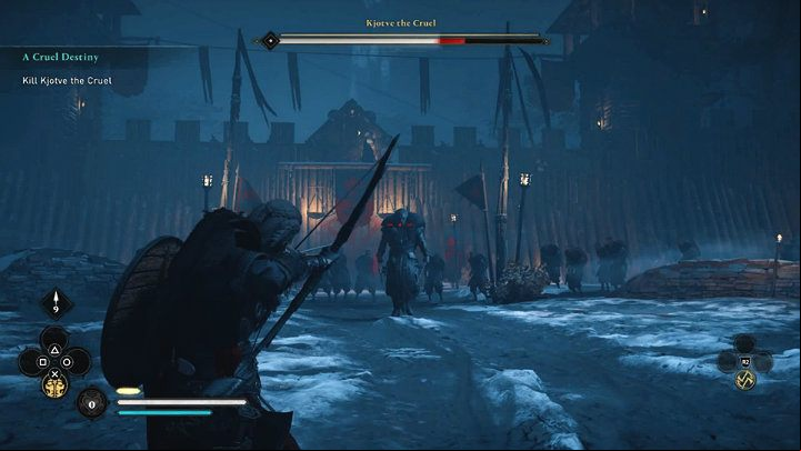 Every time Kjotve misses his attack and charges too far forward, shoot him at least once – this will help you quickly move on to the next phase of this fight - Assassins Creed Valhalla: Kjotve the Cruel boss fight - how to win? - Bosses - Assassins Creed Valhalla Guide and Walkthrough