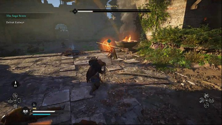 Lady Eadwyn fights with her long spades, so her attacks have a considerable range - Assassins Creed Valhalla: The Saga Stone - Oxenefordscire - Assassins Creed Valhalla Guide and Walkthrough