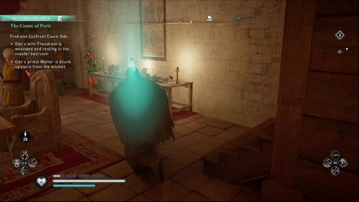 The next step is to take the wine that is lying on the table - AC Valhalla Siege of Paris: The Count of Paris - Main missions - Assassins Creed Valhalla Guide and Walkthrough
