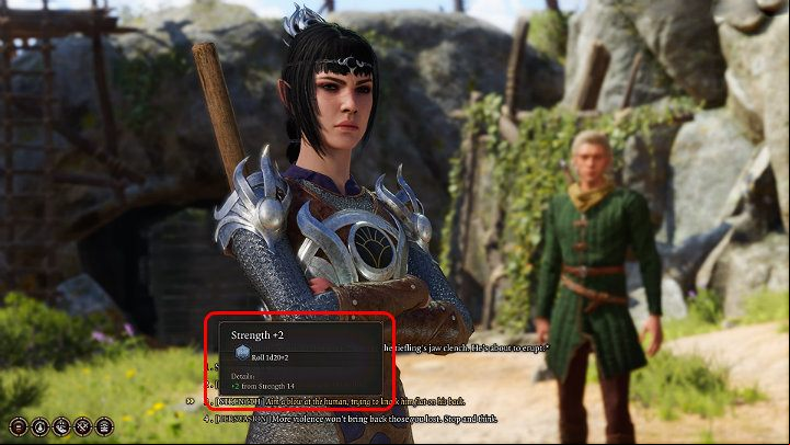 The screenshot above shows a situation in which the character is able to use strength during the dialogue and punch one of the interlocutors - Baldurs Gate 3: Abilities - Basics - Baldurs Gate 3 Guide, Walkthrough