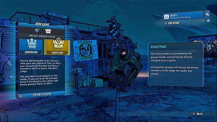 At the beginning of the game, you can choose whether the gameplay should follow the rules of Cooperation or Coopetition - Borderlands 3 Guide
