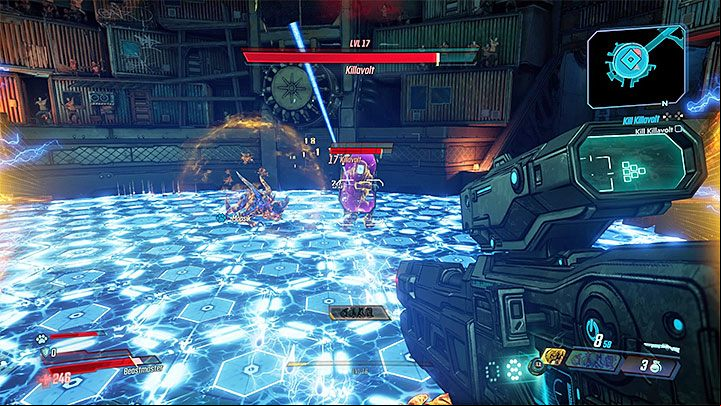 The most serious and commonly used boss attacks is the electrification of floor tiles on the ground - Promethea | Borderlands 3 Side Quest - Side Missions - Borderlands 3 Guide