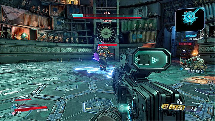 Unfortunately, Killavolt also uses a large shield during the battle, which makes it difficult to attack him effectively - Promethea | Borderlands 3 Side Quest - Side Missions - Borderlands 3 Guide