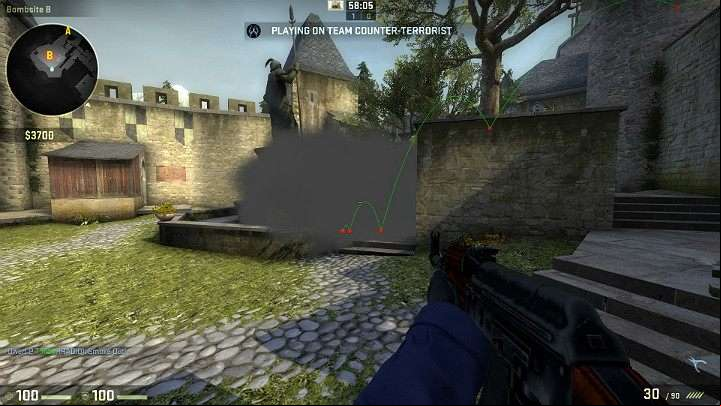 The grenade will create a smoke cover near the fountain - it will enable you to plant a bomb - Cache | Tournament maps in CS GO - Tournament Maps in Counter Strike: Global Offensive - CS GO Game Guide