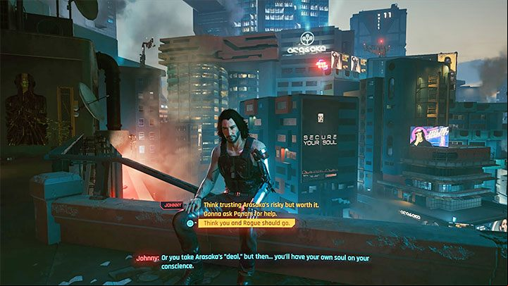 When you have to choose the game ending during the main job Nocturne OP55N1, select Rogue's ending by putting your trust in Johnny and Rogue (pictured above) - Cyberpunk 2077: Ending Trophies/Achievements - list - Trophy Guide - Cyberpunk 2077 Guide