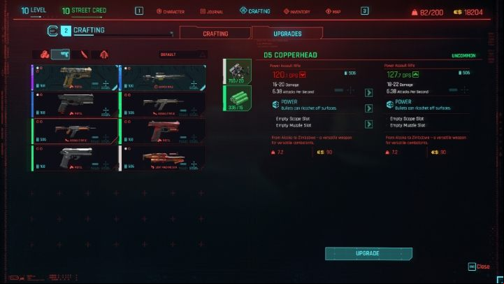 Unlike crafting, upgrading items is not limited in any way - Cyberpunk 2077: Crafting and weapon upgrades - Basics - Cyberpunk 2077 Guide