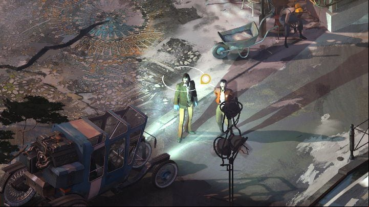 Occasionally, when ing by an object, picking up a particular item or encountering a certain NPC, colored spheres (blue, yellow, purple, pink) will appear above Harrier du Bois' - Disco Elysium: Dialogs - Basics - Disco Elysium Guide
