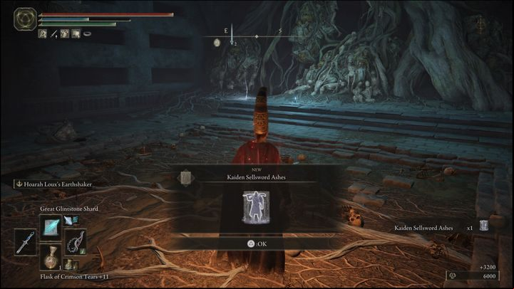 For defeating the fourth version of the boss, which is located in Caelid, and more specifically in the Minor Erdtree Catacombs, you will receive Mad Pumpkin Head Ashes and 7400 Runes - Elden Ring: How to beat Burial Tree Watchdog? - Limgrave - Elden Ring Guide