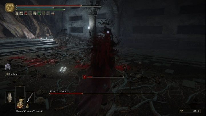 The fight consists of one phase - the enemy doesn't receive new attacks after half of his health bar is depleted - Elden Ring: How to beat Cemetery Shade? - Limgrave - Elden Ring Guide