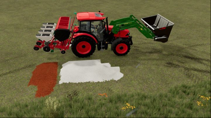 To refill the seeders with piles of raw materials, you need to load them using a shovel connected to the front loader of the tractor or other loader - Farming Simulator 22: Refilling tanks - Vehicles and machinery - Farming Simulator 22 Guide
