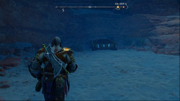 The path to the chest is blocked by broken column - God of War Ragnarok: The Forbidden Sands, Alfheim - secrets, collectibles - Alfheim - God of War Ragnarok Guide