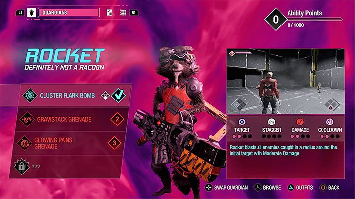 In the individual team ' ability windows, you might notice that initially only 3 of their 4 abilities are displayed - Guardians of the Galaxy: Fourth ability - how to unlock? - FAQ - Guardians of the Galaxy Guide