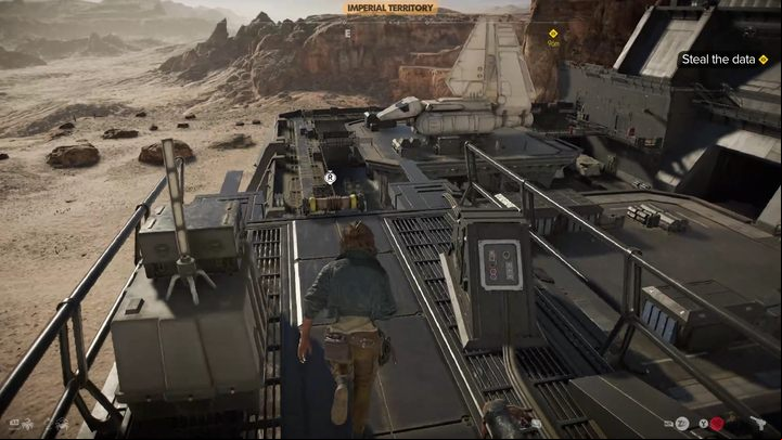 Get closer to the fort by walking along the cliffs - Star Wars Outlaws: Jabbas Favor - walkthrough - Tatooine - Star Wars Outlaws Guide