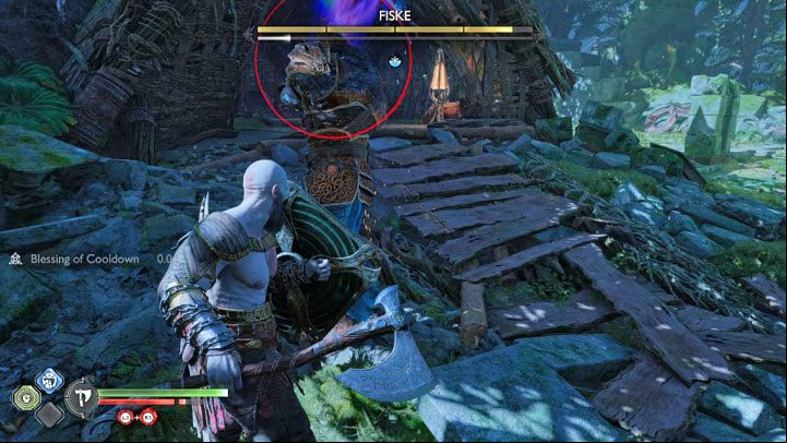 Fiske can use combos with his large scythe - God of War Ragnarok: How to defeat Fiske? - Bosses - God of War Ragnarok Guide