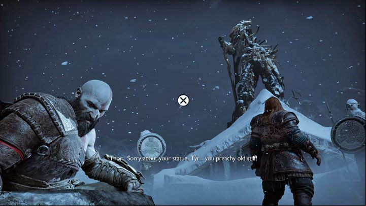 Start the second phase by picking up a stone block to throw it at Thor - God of War Ragnarok: How to defeat Thor (first encounter)? - Bosses - God of War Ragnarok Guide