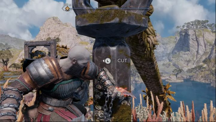 When you reach the top, defeat all enemies and cut the metal element - God of War Ragnarok: The Weight of Chains - favor, walkthrough - Favors - Svartalfheim - God of War Ragnarok Guide