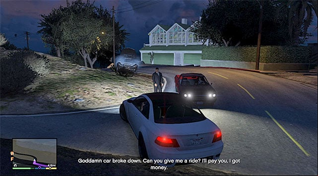 The person standing next to the broken car - GTA 5: Hitchhiker - 1 - Random events - GTA 5 Guide