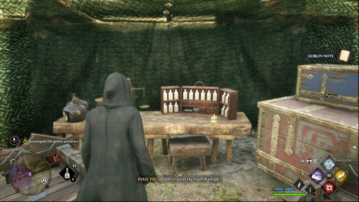 In one of the tents, there is a Goblin Note containing orders from Ranrok - Hogwarts Legacy: Percival Rackhams Trial - Main quests - Hogwarts Legacy Guide