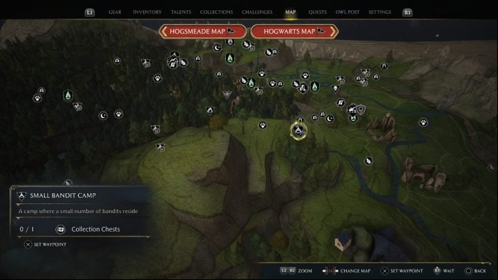 This one can be found in a bandit camp not far from Upper Hogsfield Floo Flame - Hogwarts Legacy: Forbidden Forest - Collection Chests - Collection Chests - Hogwarts Legacy Guide
