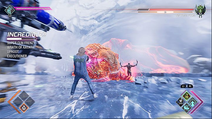 If the attack is successful, the boss will be stunned, and he will collapse on the arena - Guardians of the Galaxy: Fin Fang Foom - how to defeat? - Bosses - Guardians of the Galaxy Guide