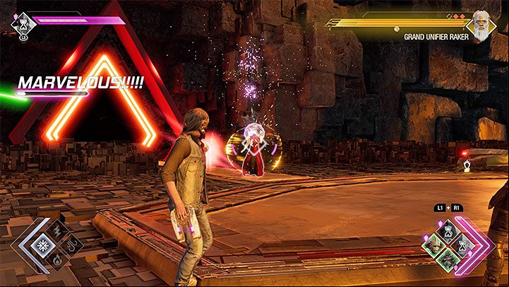 Raker is surrounded by a yellow barrier which unfortunately doesn't have any weaknesses - you can't use any elements to break it down faster - Guardians of the Galaxy: Grand Unifier Raker - how to beat? - Bosses - Guardians of the Galaxy Guide