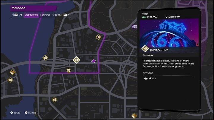 This Photo Hunt activity is located in the central part of the location, at the crossroad of the main roads - Saints Row 2022: Discoveries (Mercado) - list and description of activity - Mercado - Saints Row Guide, Walkthrough