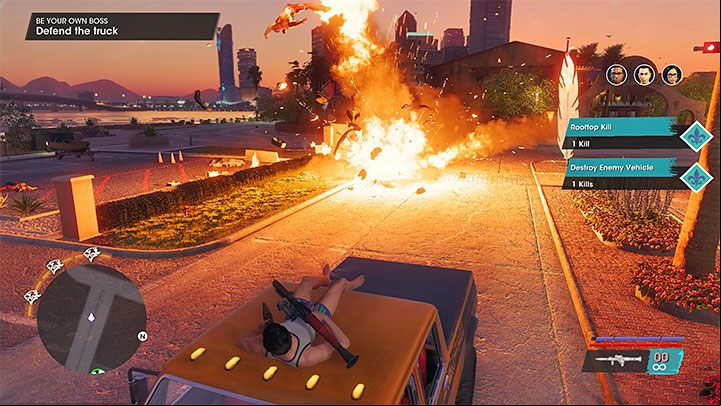 You'll end up on the truck's roof with a rocket launcher and infinite ammo - Saints Row 2022: Be Your Own Boss - walkthrough - Walkthrough - Saints Row Guide, Walkthrough