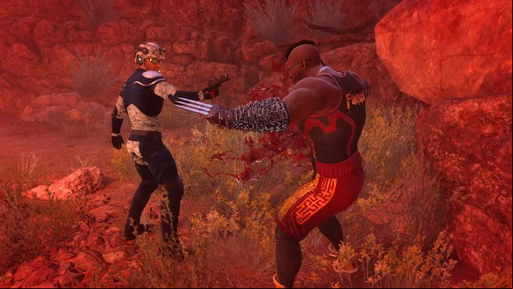 Once you drain the elite foe's armor bar you can execute him with a Takedown (he was immune to them before) or gun him down (aim for the head) - Saints Row 2022: Observe and Report - walkthrough - Walkthrough - Saints Row Guide, Walkthrough