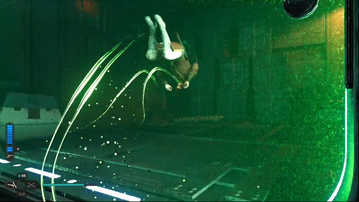 You must press the evade button (Circle/B on the pad) to perform a dash - Star Wars Jedi Survivor: How to by a green gate? - Explore - Star Wars Jedi Survivor guide