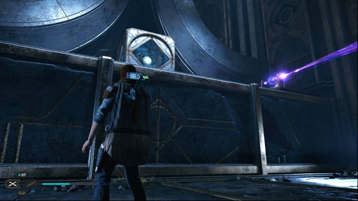 In the new location, defeat the droids and use the Force pull on the box - Jedi Survivor: Orb coupler puzzles in the Devastated Settlement - Puzzles - Star Wars Jedi Survivor guide