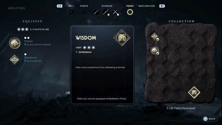 How to unlock: Equip perks in all slots - Star Wars Jedi Survivor: Trophies / Achievements - list of all, trophy guide - Annex - Star Wars Jedi Survivor guide
