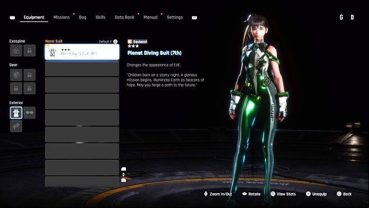 This is the outfit that Eve uses by default from the beginning of the game - Stellar Blade: All EVE costumes map - Secrets and Collectibles - Stellar Blade Guide
