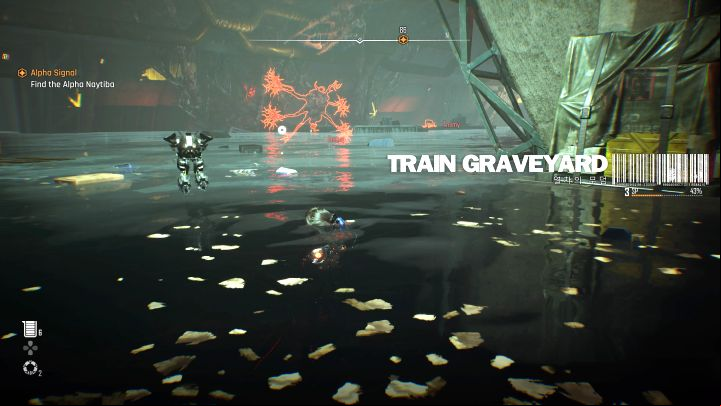 You need to reach Train Graveyard, which is a spacious partially-flooded location where one of your tasks is to find the code for the gate - Stellar Blade: All Cans map - Secrets and Collectibles - Stellar Blade Guide